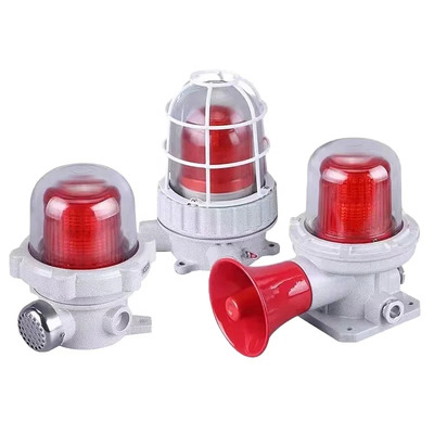 ضوء عالي 5-40W مضاد للنفايات الصوتية والبصرية 220 VAC 50HZ إضاءة الطوارئ للسلامة من الحرائق 120-180db