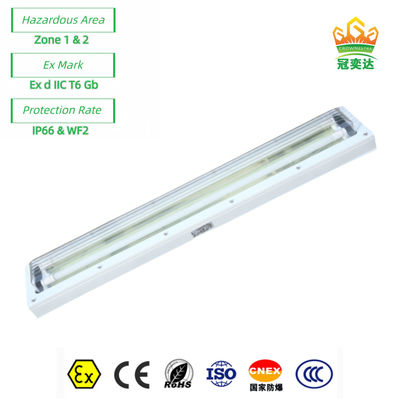 ضوء الفلورسنت الخطي LED ATEX مع البلاستيك بالكامل ((GRP) الجسم 72watt 100lm/w