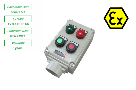 محطة تحكم ATEX للسلامة المقاومة للنيران صناديق التحكم الكهربائية المقاومة للنيران 220/380Vac G1/2&quot;G3/4&quot;G1,G1.1/4&quot;G1.1/2&quot;G2