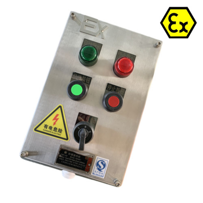 محطات التحكم من الفولاذ المقاوم للصدأ ATEX IP66 Exd لوحات التحكم المقاومة للنار مع منفذ كابل مضاد للانفجار 10A