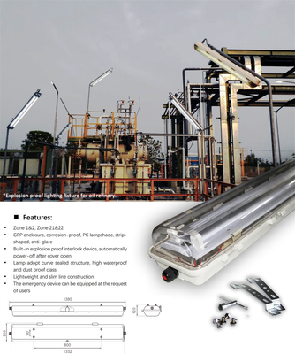 Durable Energy Saving ATEX & IECEx Certified Flameproof Fluorescent Light | Industrial Linear Lighting for Explosive Gas & Dust Environments