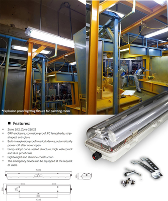 Durable Energy Saving ATEX & IECEx Certified Flameproof Fluorescent Light | Industrial Linear Lighting for Explosive Gas & Dust Environments