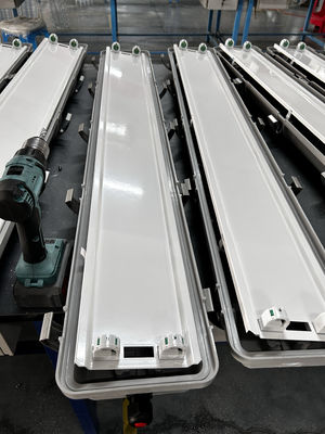 مصباح خطي LED مضاد للانفجار ATEX 220 فولت أنبوب مزدوج مادة GRP ضوء LED مع IP66